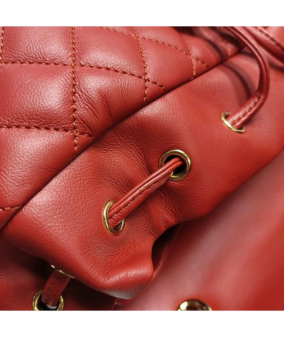 CHANEL Красный кожаный рюкзак, фото 7