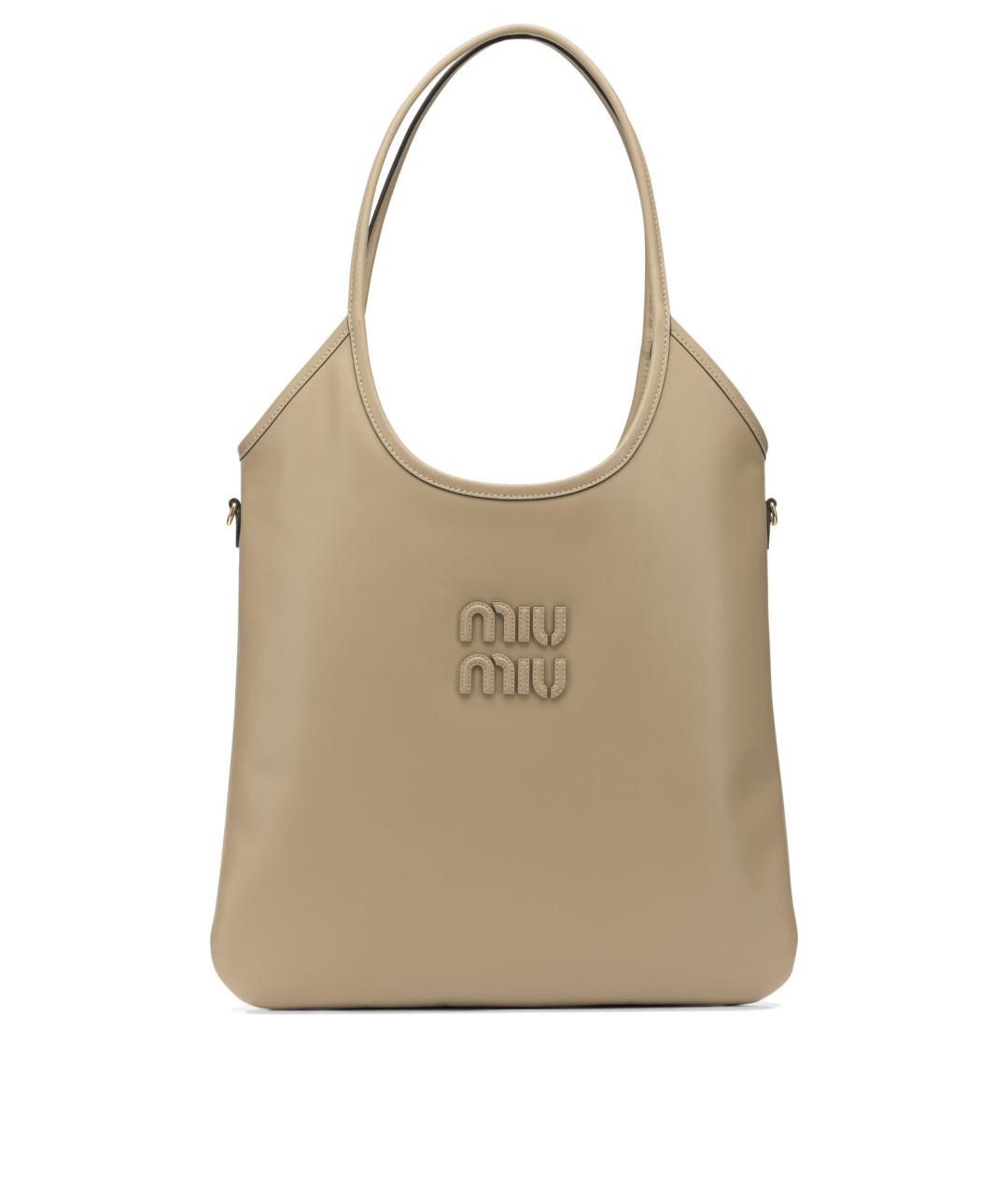 MIU MIU Бежевая кожаная сумка тоут, фото 1