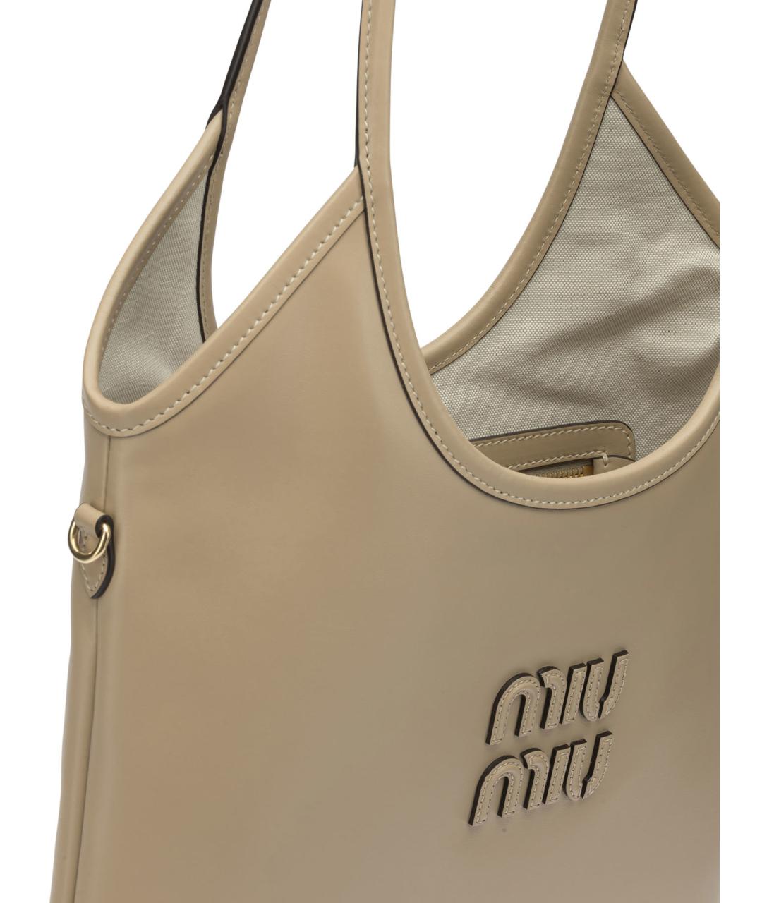 MIU MIU Бежевая кожаная сумка тоут, фото 4