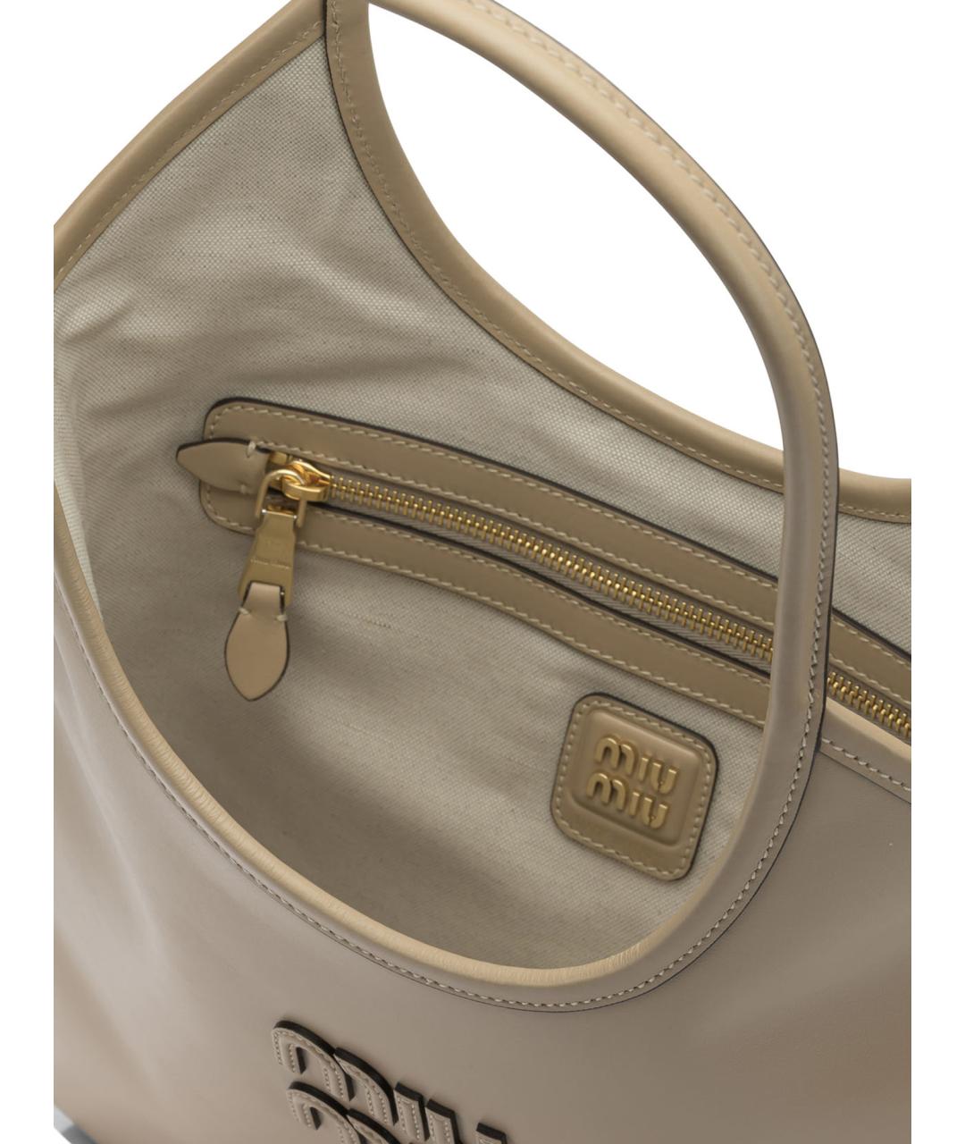MIU MIU Бежевая кожаная сумка тоут, фото 5