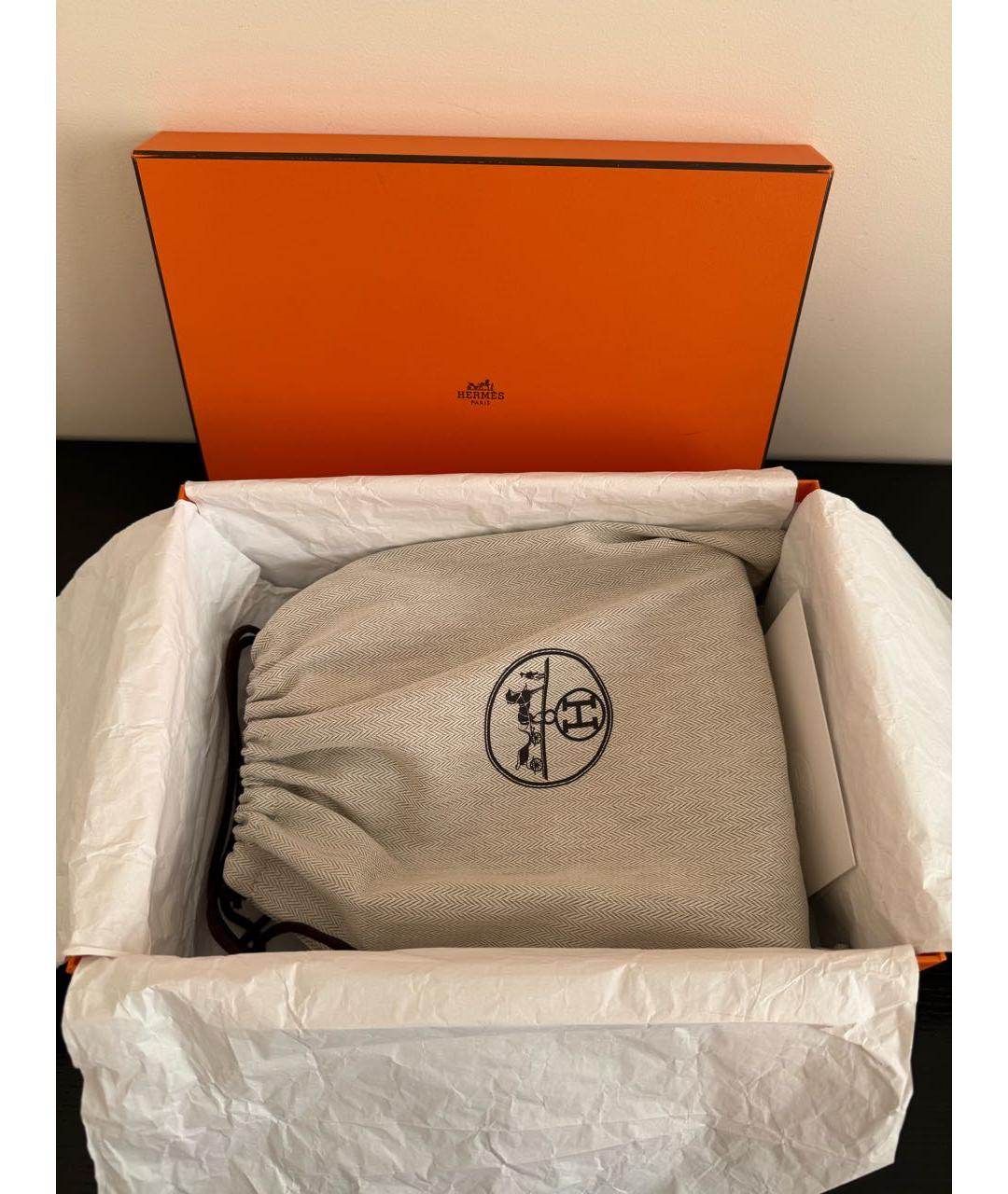 HERMES Бежевая тканевая сумка через плечо, фото 8