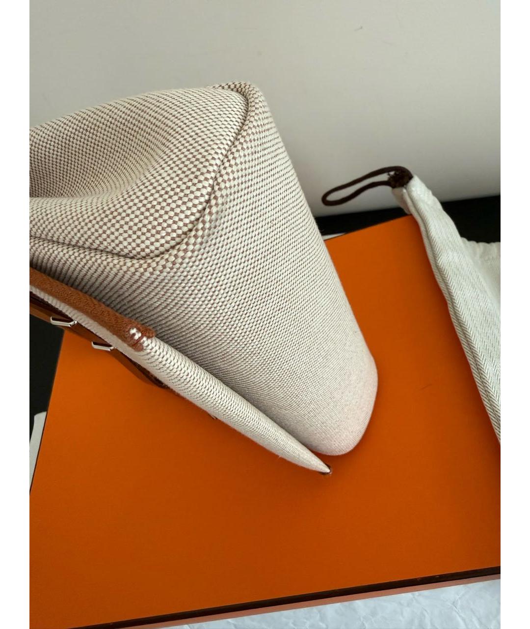 HERMES Бежевая тканевая сумка через плечо, фото 4