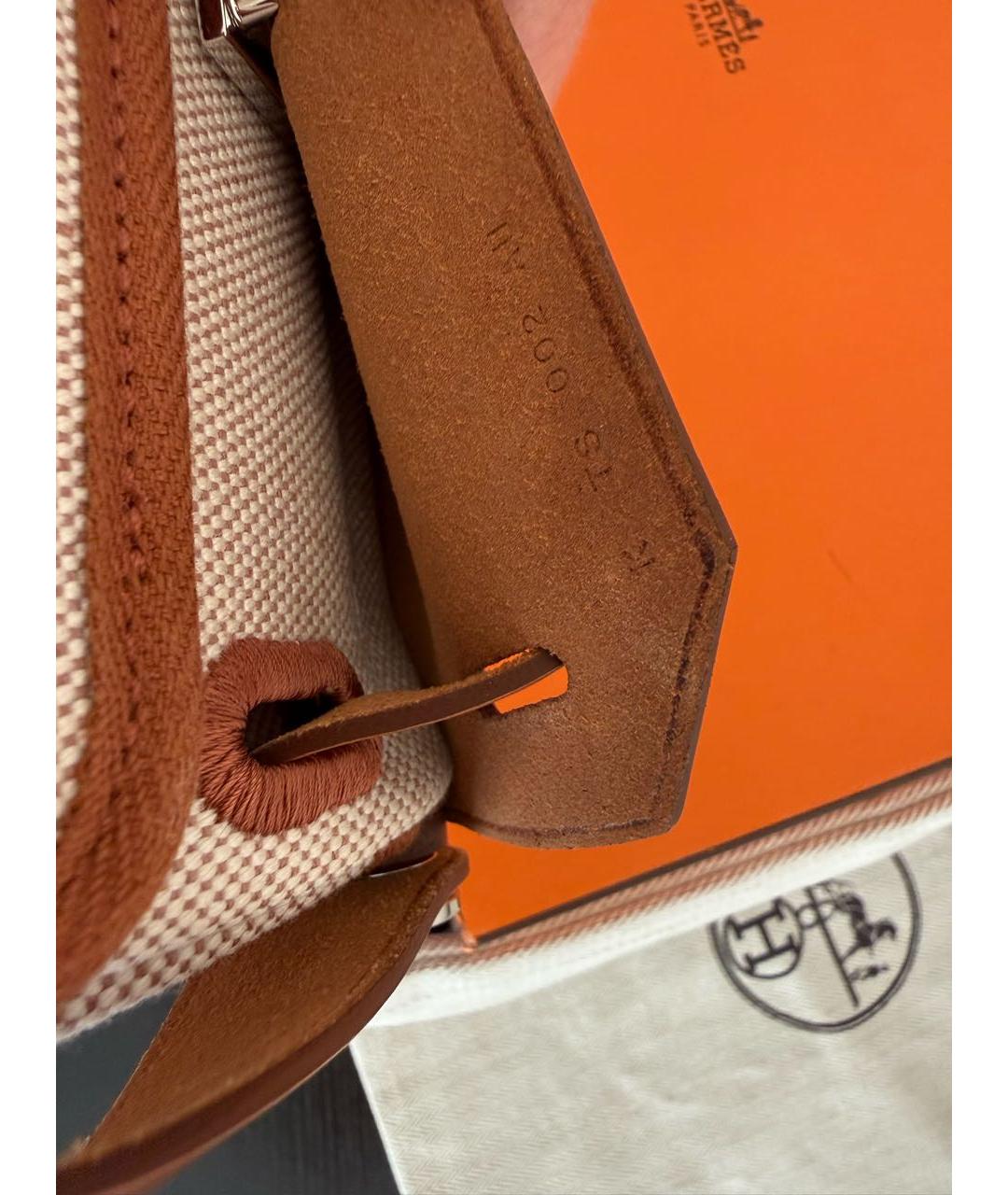 HERMES Бежевая тканевая сумка через плечо, фото 6