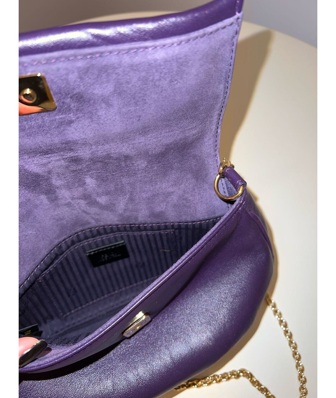 FENDI Фиолетовая кожаная сумка тоут, фото 5