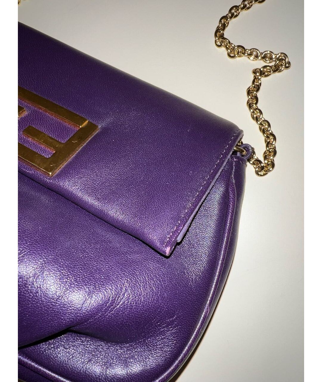 FENDI Фиолетовая кожаная сумка тоут, фото 6
