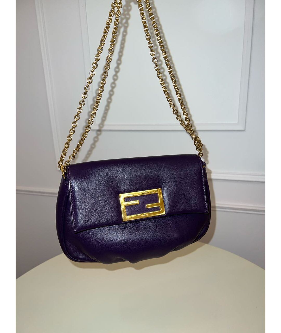 FENDI Фиолетовая кожаная сумка тоут, фото 7