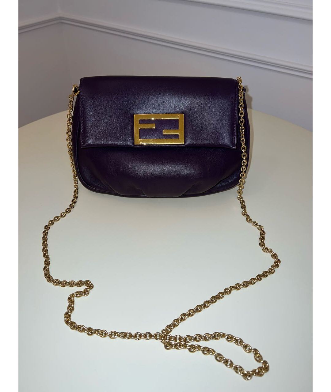 FENDI Фиолетовая кожаная сумка тоут, фото 8