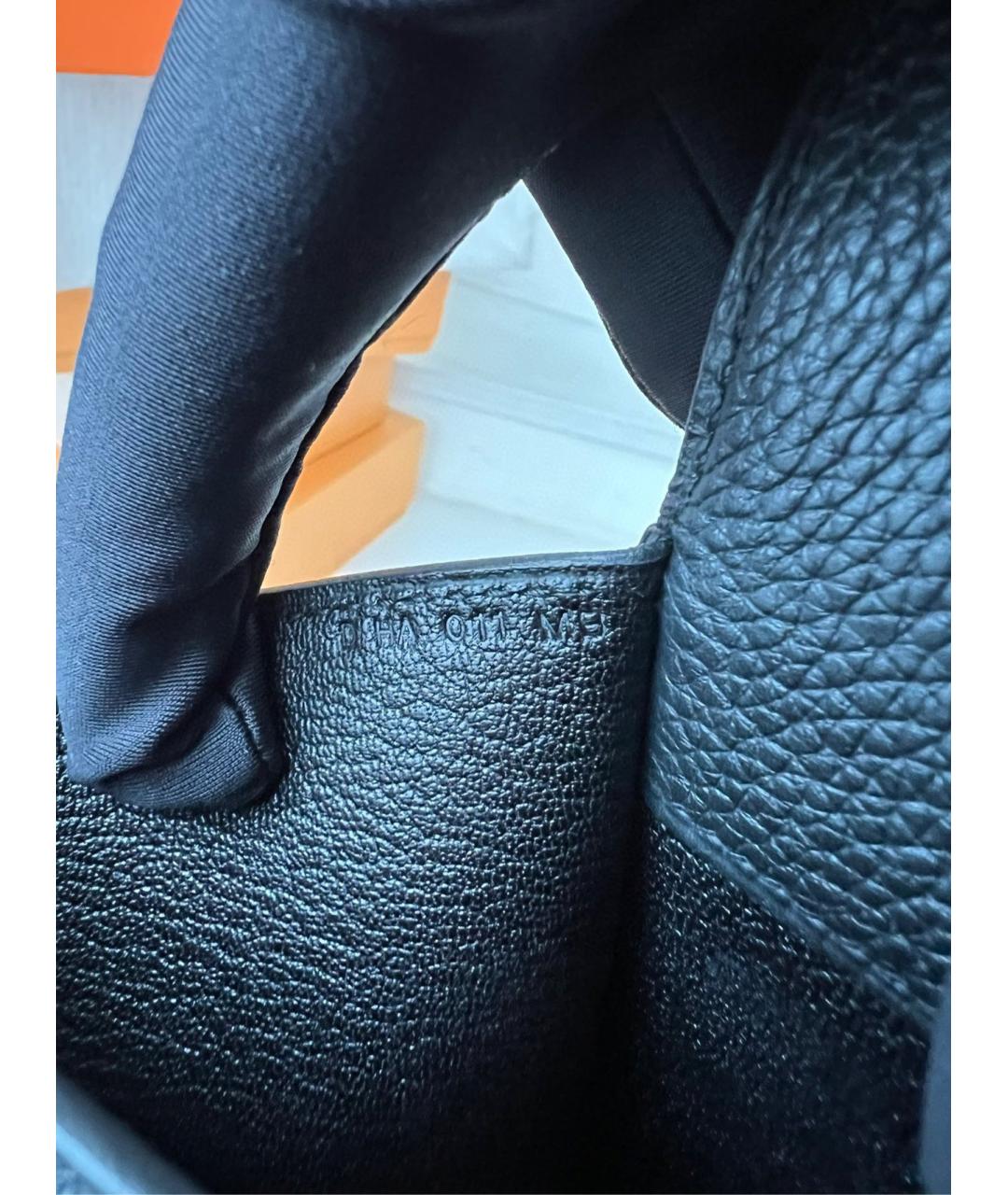 HERMES Черная кожаная сумка с короткими ручками, фото 9