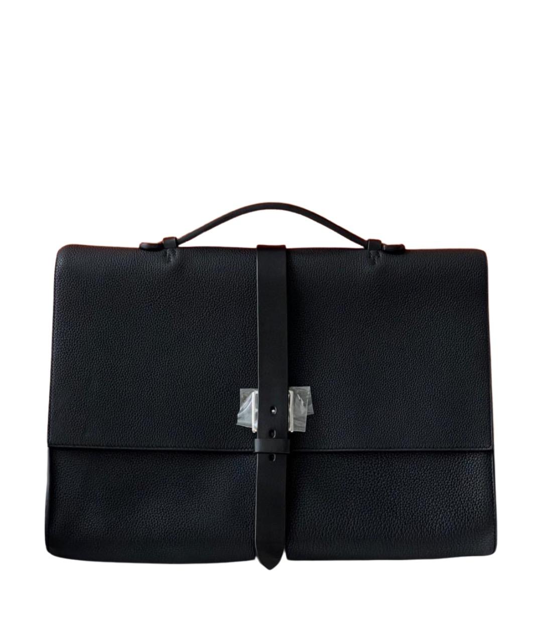 HERMES Черная кожаная сумка с короткими ручками, фото 1