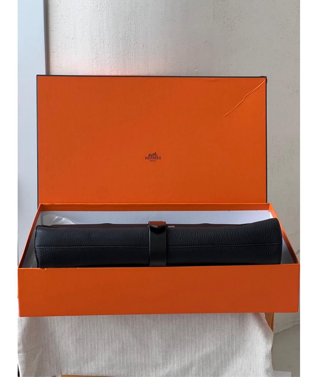 HERMES Черная кожаная сумка с короткими ручками, фото 5