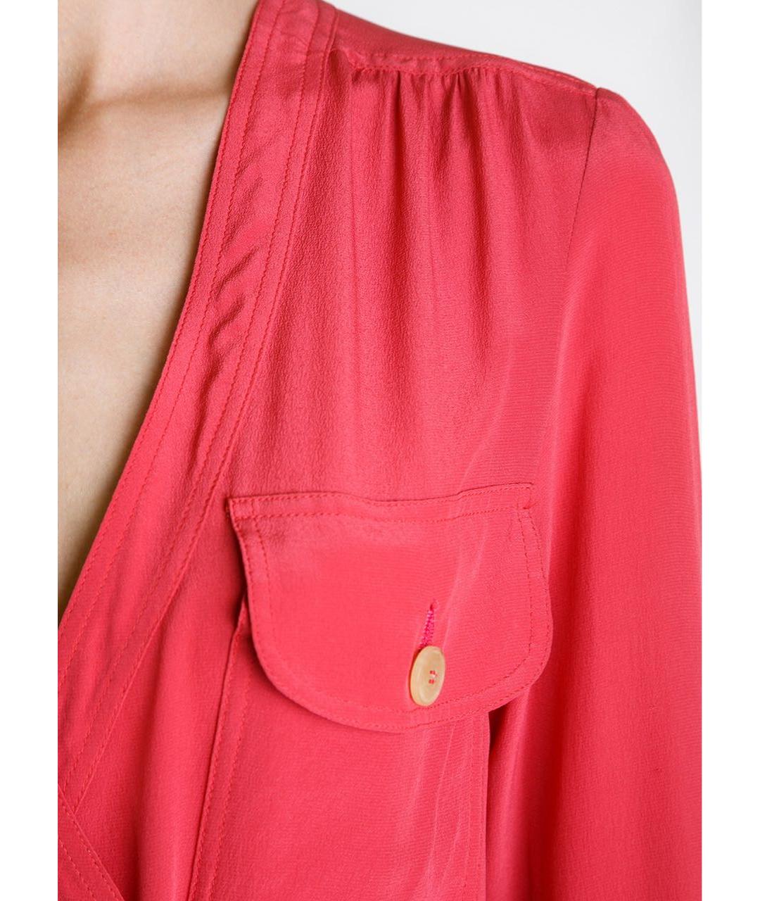 JO NO FUI Коралловое шелковое повседневное платье, фото 6