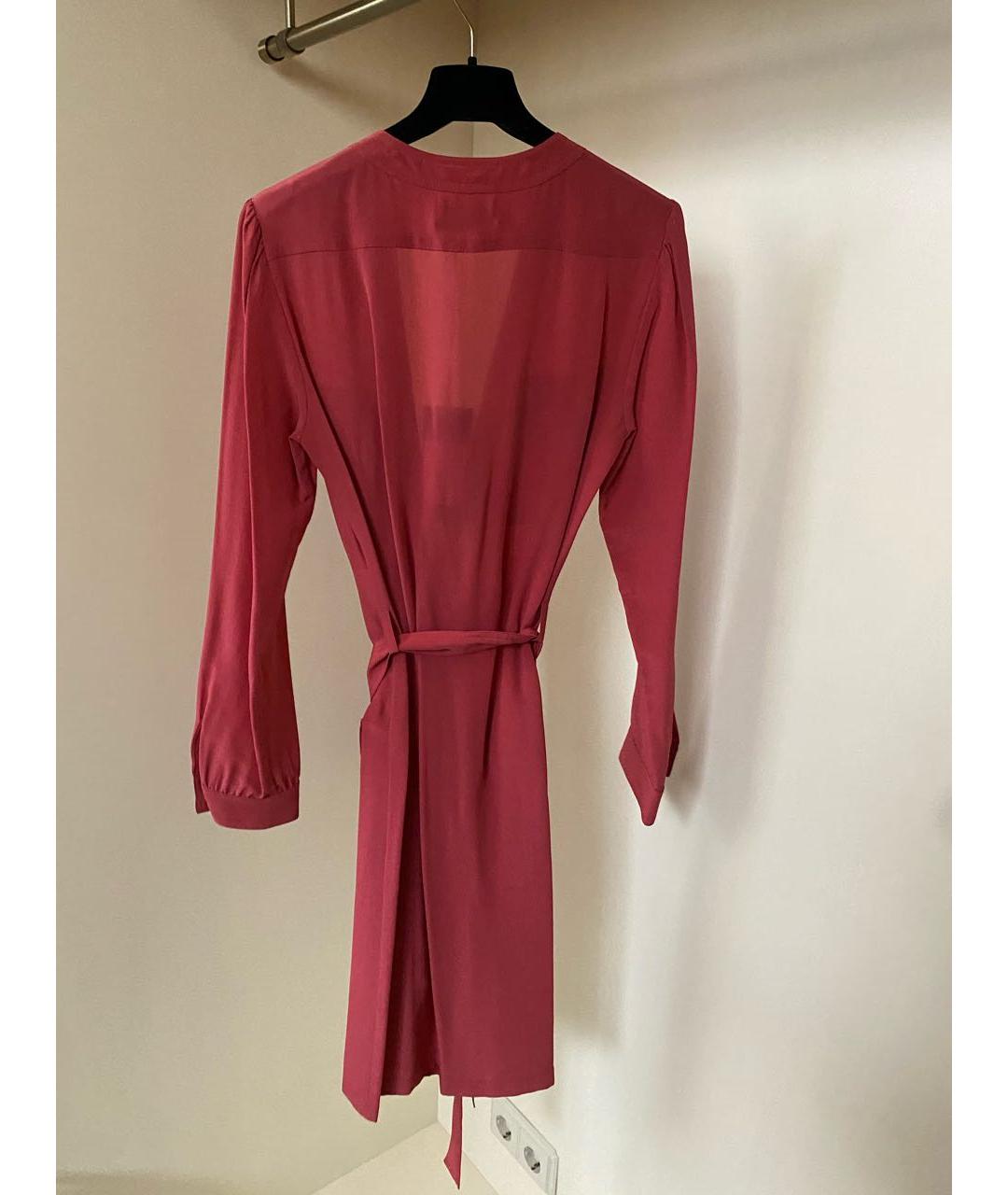 JO NO FUI Коралловое шелковое повседневное платье, фото 7