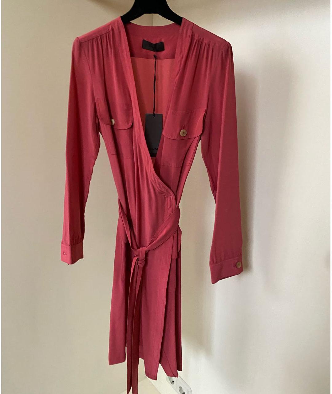 JO NO FUI Коралловое шелковое повседневное платье, фото 9