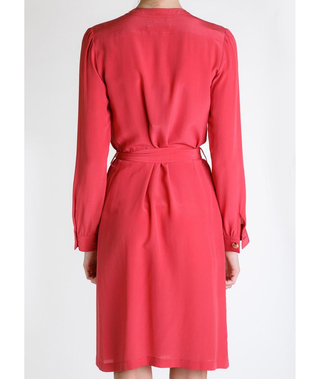 JO NO FUI Коралловое шелковое повседневное платье, фото 4