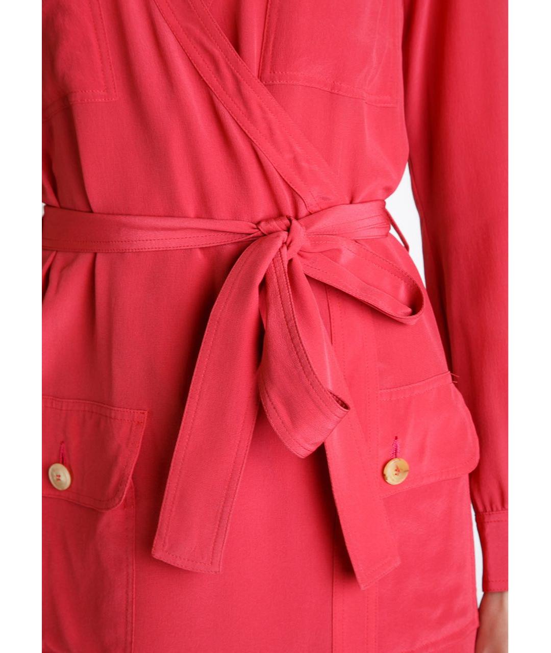 JO NO FUI Коралловое шелковое повседневное платье, фото 5