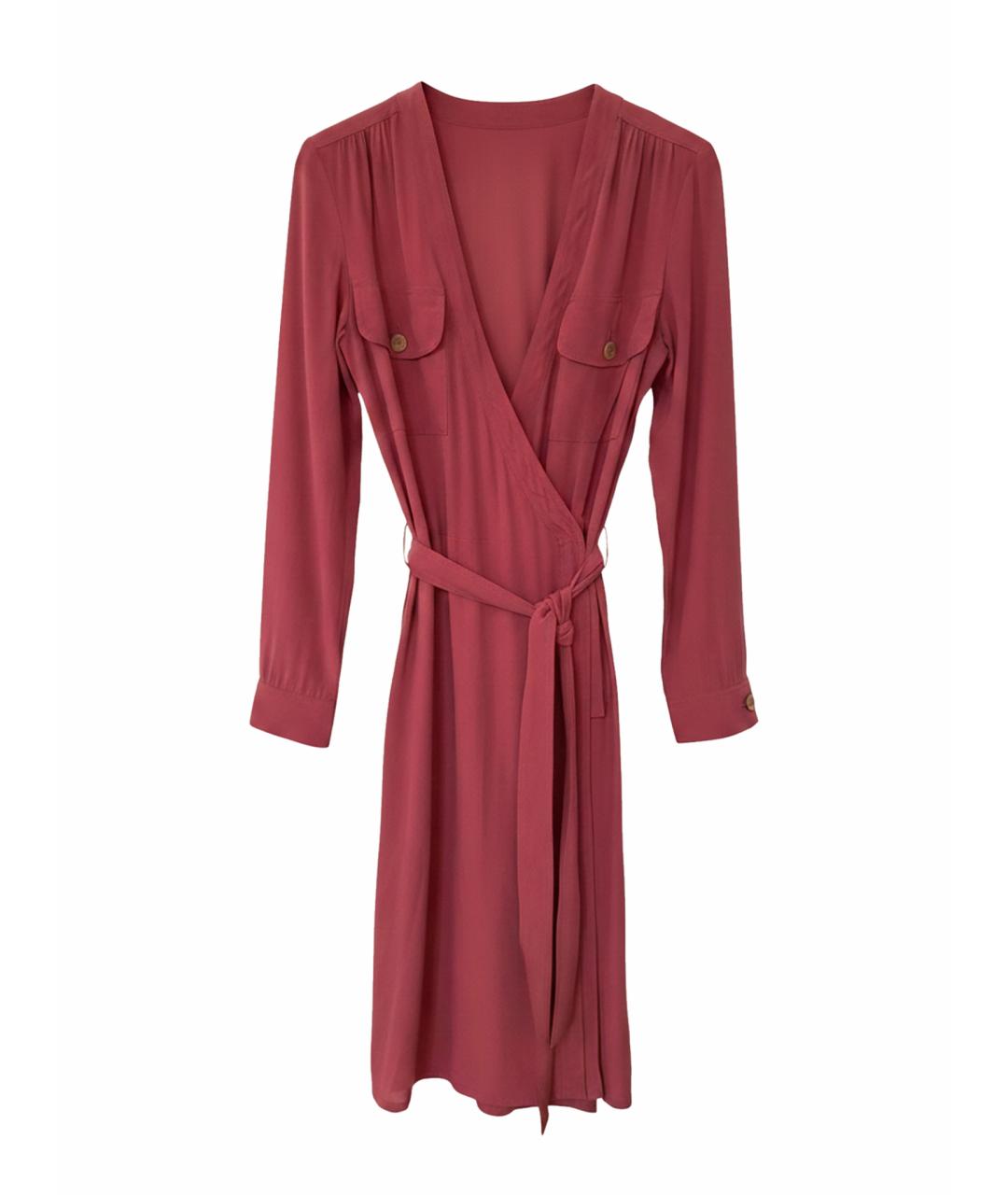 JO NO FUI Коралловое шелковое повседневное платье, фото 1