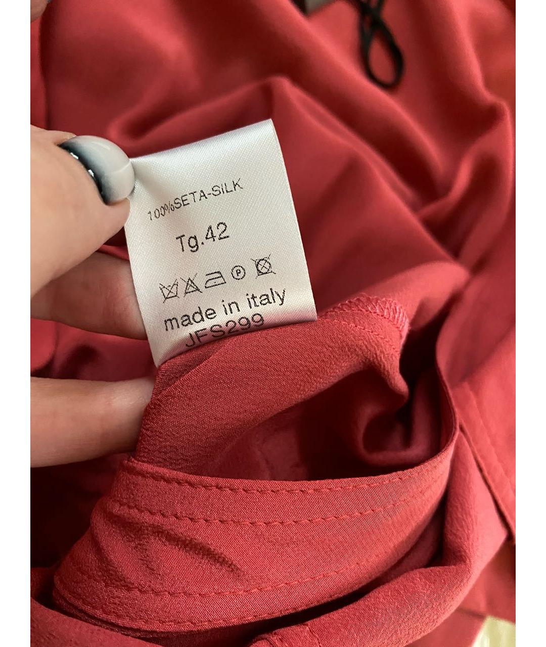 JO NO FUI Коралловое шелковое повседневное платье, фото 8