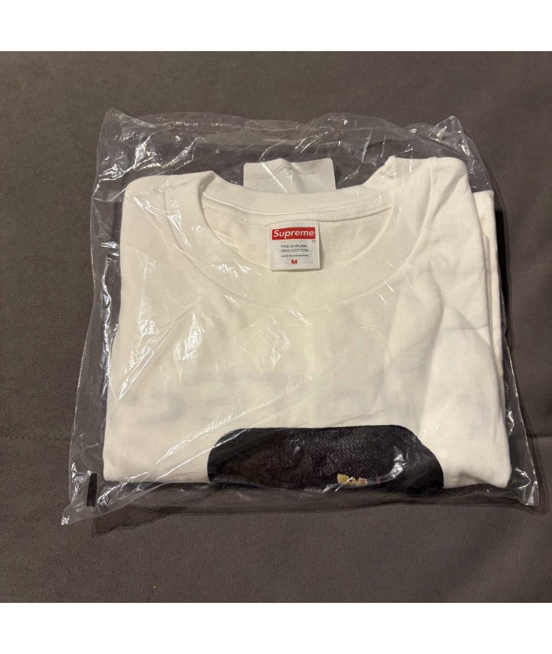 SUPREME Белая хлопковая футболка, фото 4