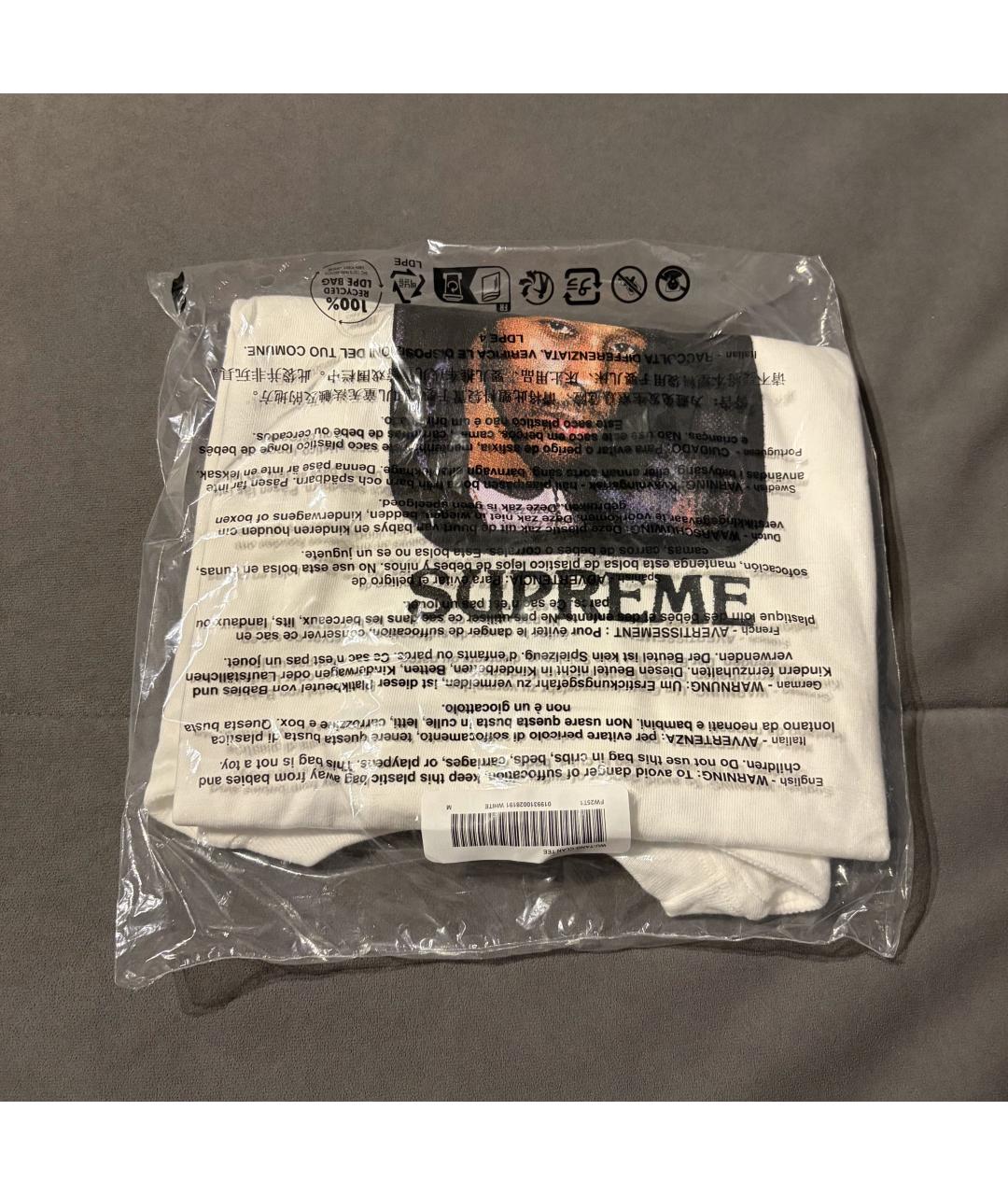 SUPREME Белая хлопковая футболка, фото 3