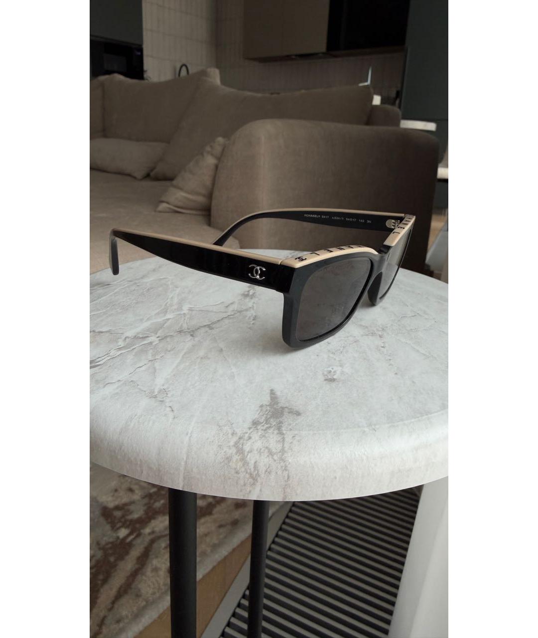 CHANEL Черные пластиковые солнцезащитные очки, фото 3
