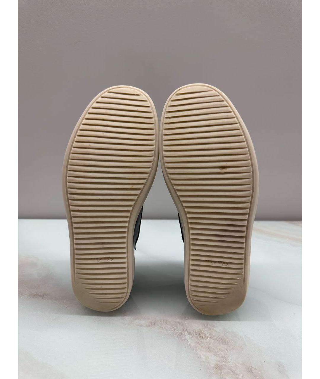 RICK OWENS Черные кожаные низкие кроссовки / кеды, фото 7