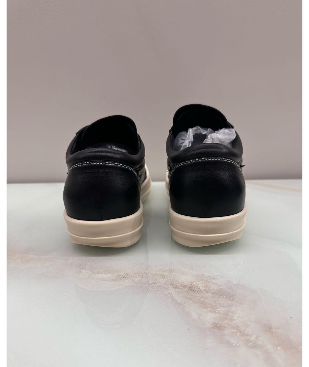 RICK OWENS Черные кожаные низкие кроссовки / кеды, фото 6