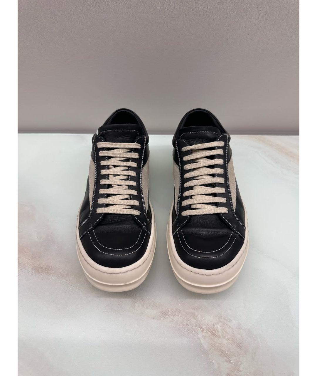 RICK OWENS Черные кожаные низкие кроссовки / кеды, фото 3