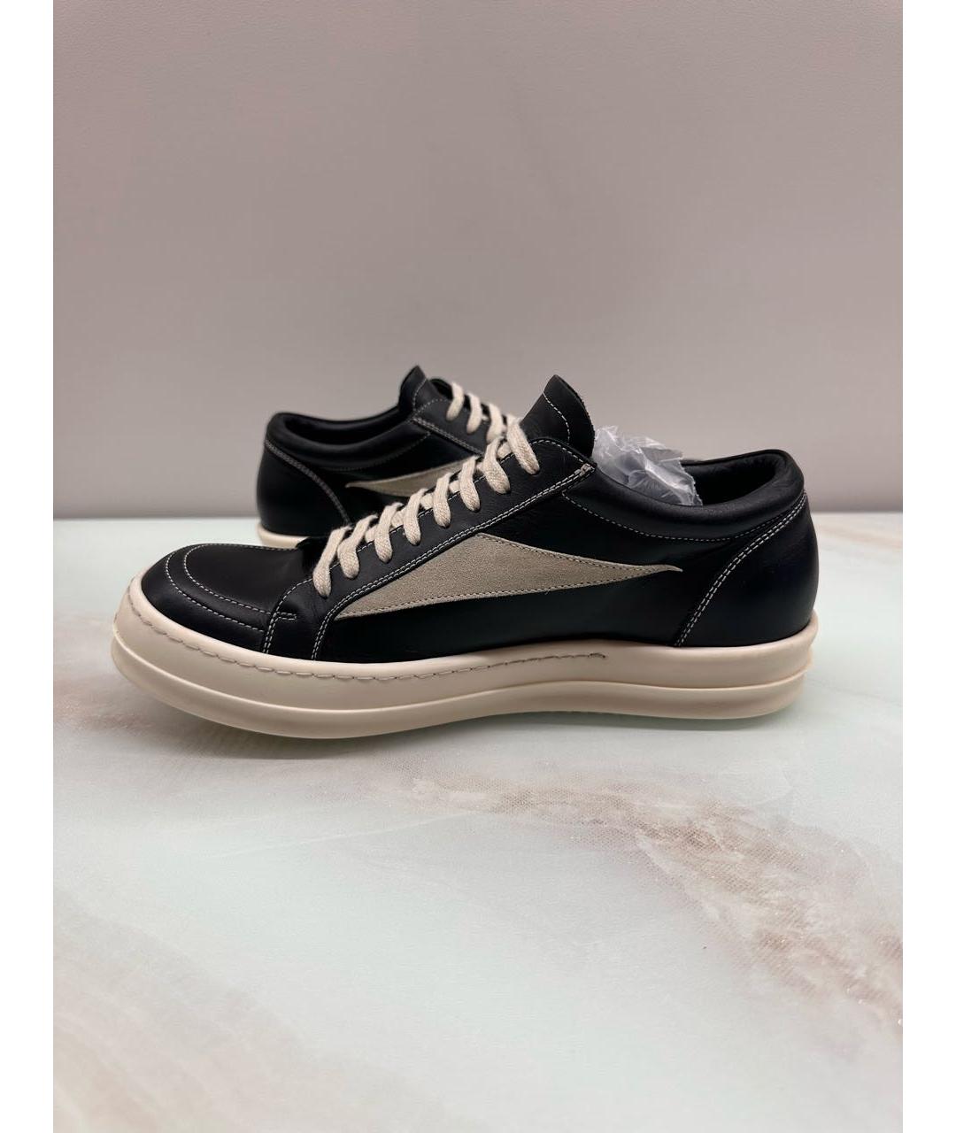 RICK OWENS Черные кожаные низкие кроссовки / кеды, фото 5