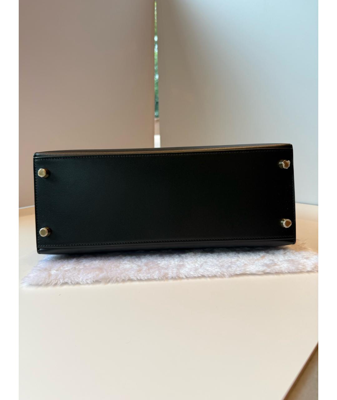 HERMES Черная кожаная сумка с короткими ручками, фото 6