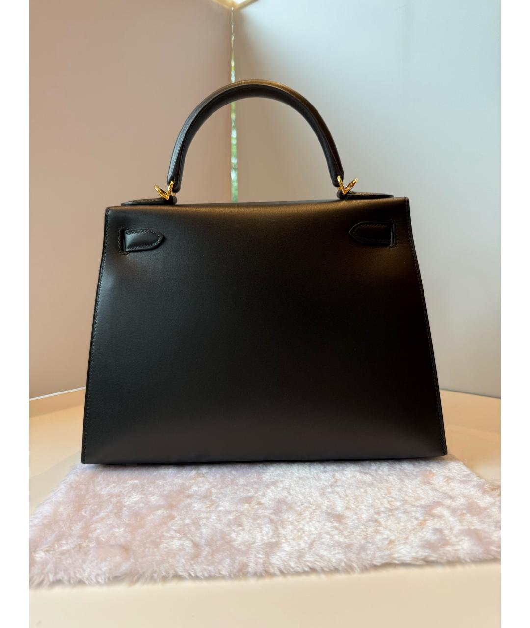 HERMES Черная кожаная сумка с короткими ручками, фото 2
