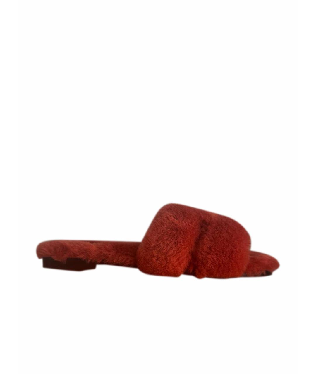 HERMES Бордовые шлепанцы, фото 1