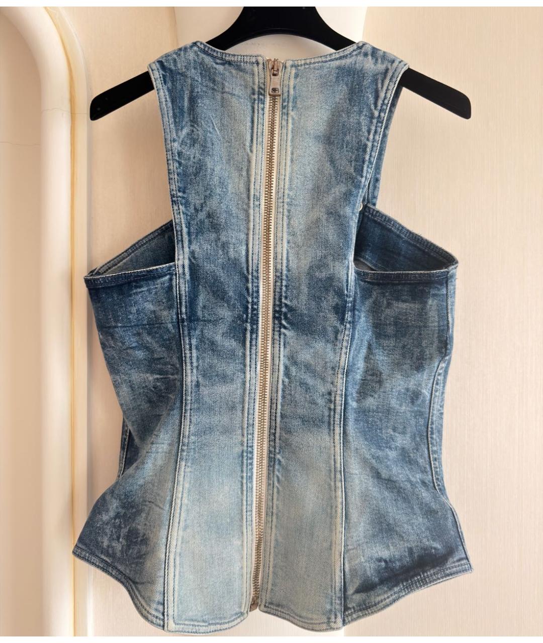 BALMAIN Голубой деним корсет, фото 2
