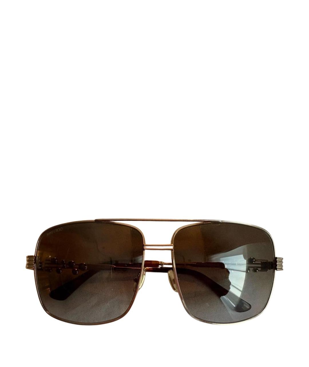 JIMMY CHOO Золотые металлические солнцезащитные очки, фото 1