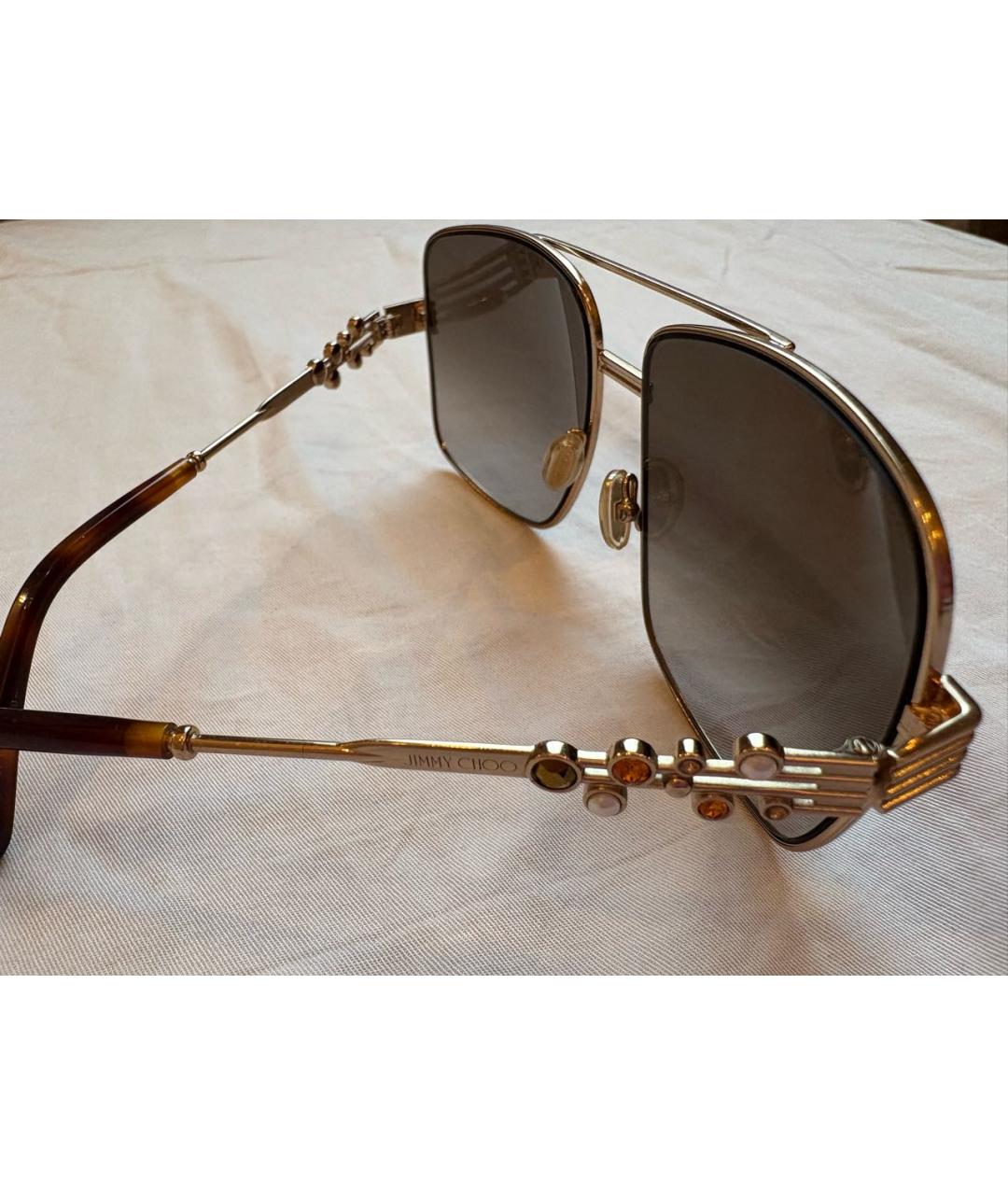 JIMMY CHOO Золотые металлические солнцезащитные очки, фото 3