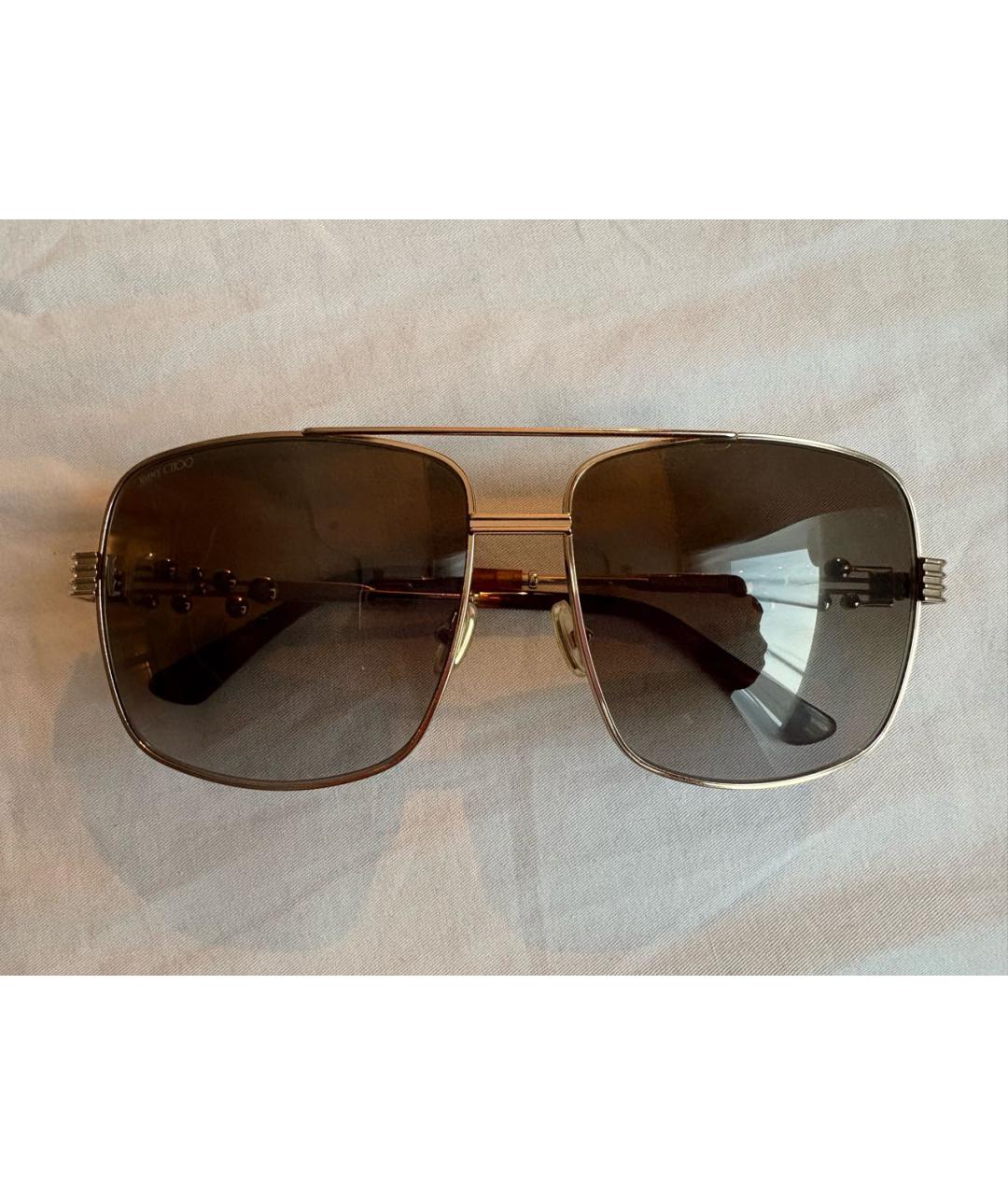 JIMMY CHOO Золотые металлические солнцезащитные очки, фото 5