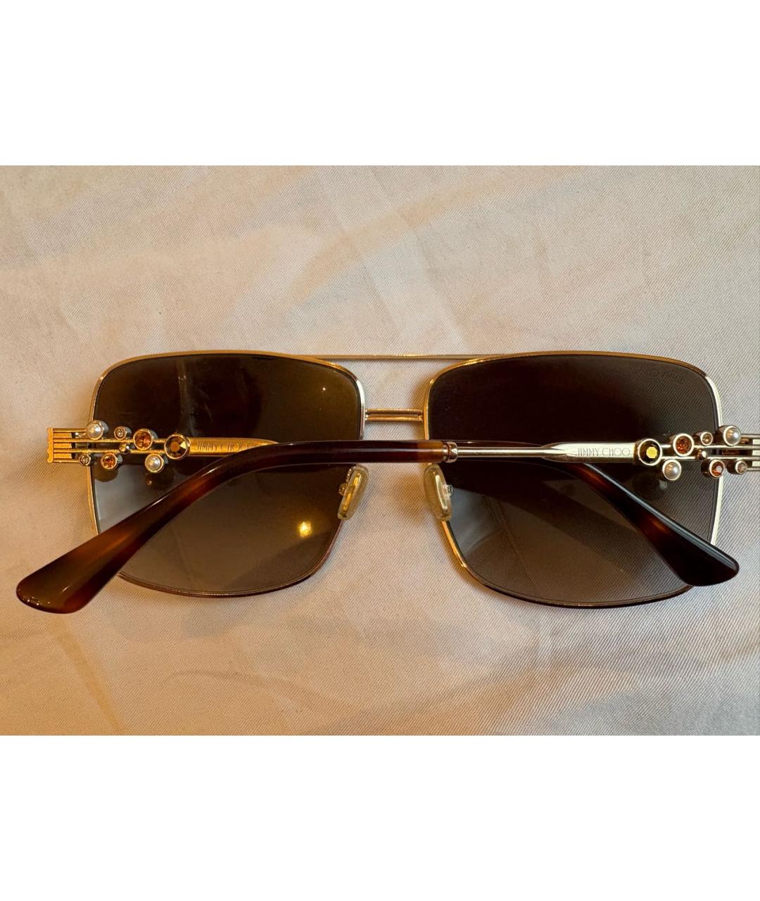 JIMMY CHOO Золотые металлические солнцезащитные очки, фото 2