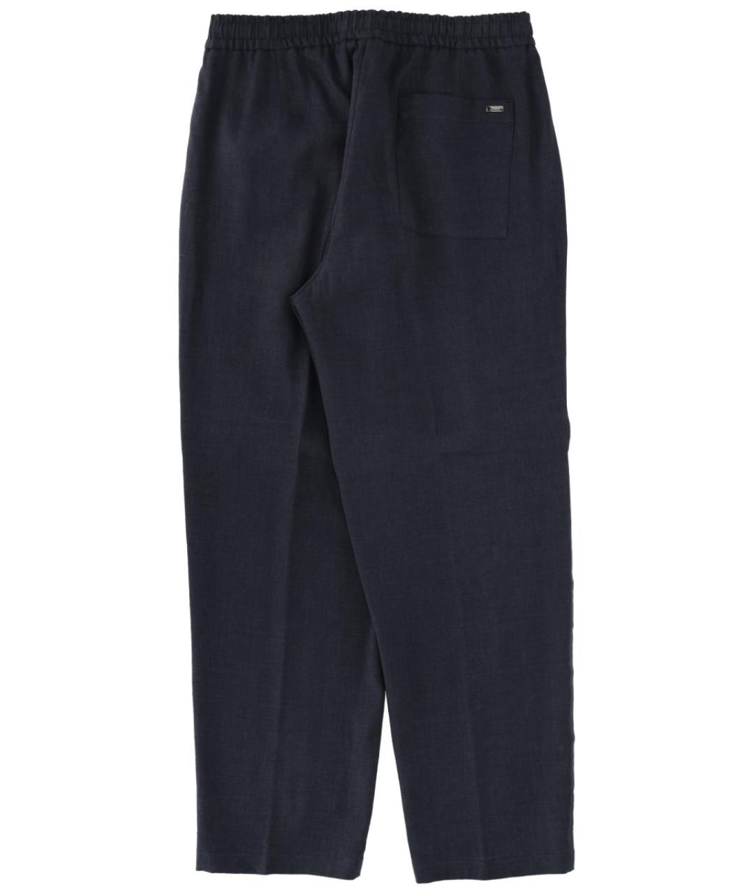HERNO Синие льняные повседневные брюки, фото 2