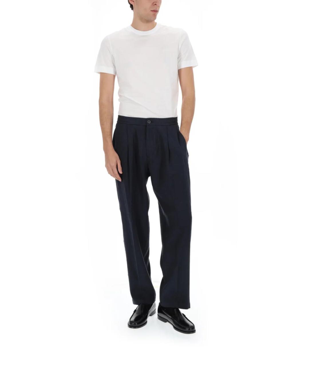 HERNO Синие льняные повседневные брюки, фото 3