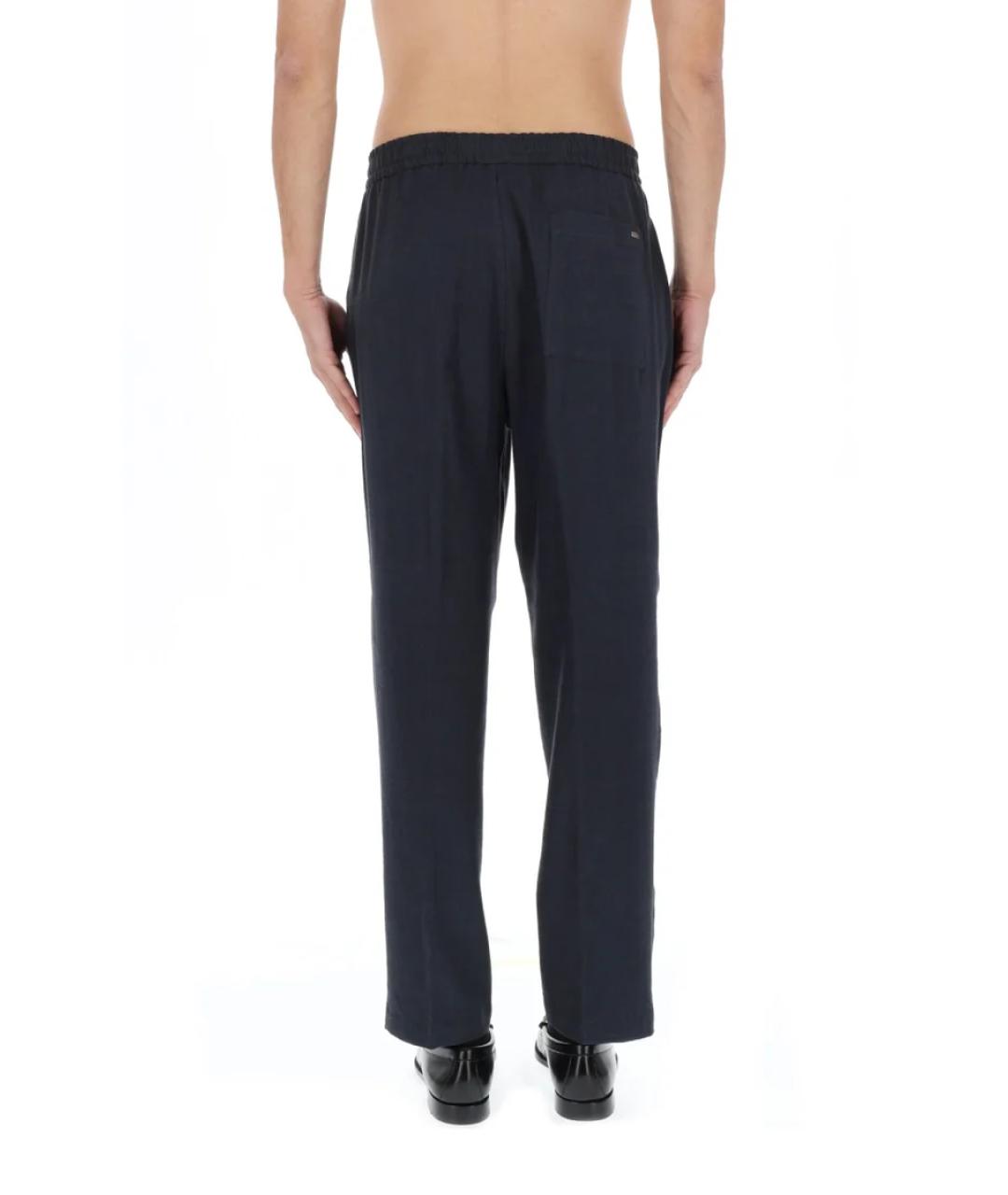 HERNO Синие льняные повседневные брюки, фото 5