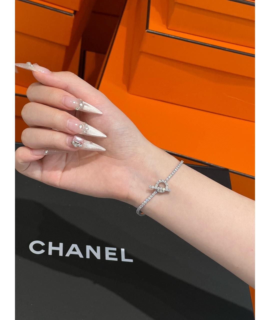 HERMES Серебрянный браслет из белого золота, фото 5