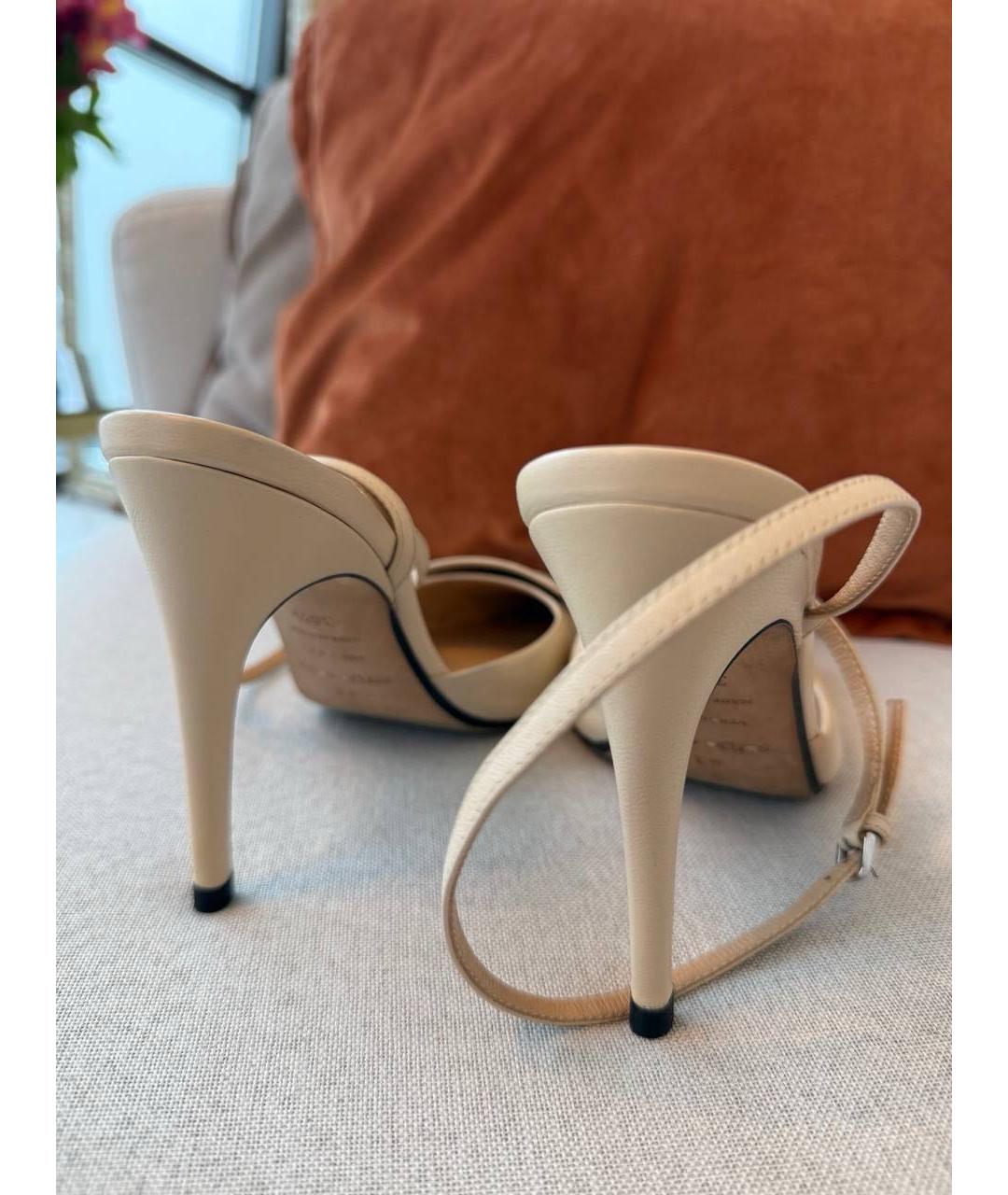 SERGIO ROSSI Бежевые кожаные туфли, фото 4