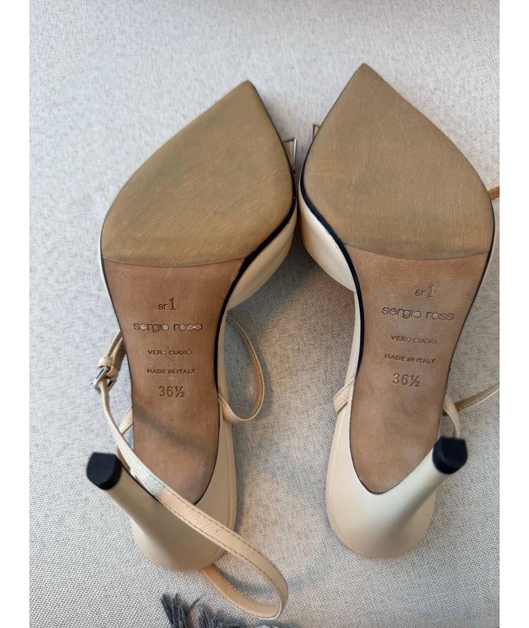 SERGIO ROSSI Бежевые кожаные туфли, фото 5