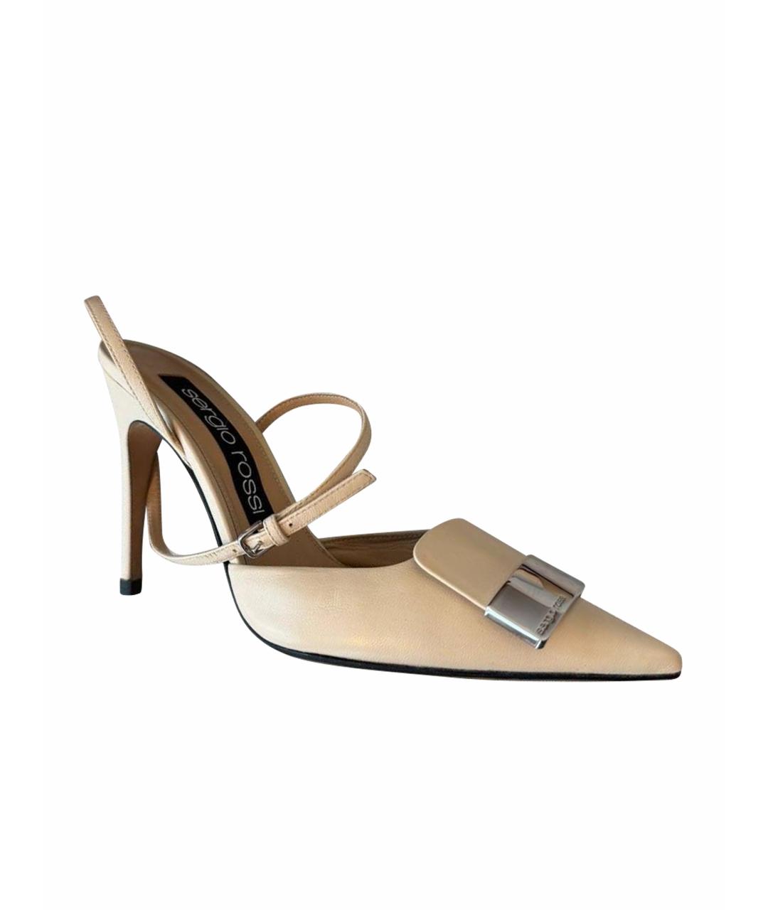 SERGIO ROSSI Бежевые кожаные туфли, фото 1