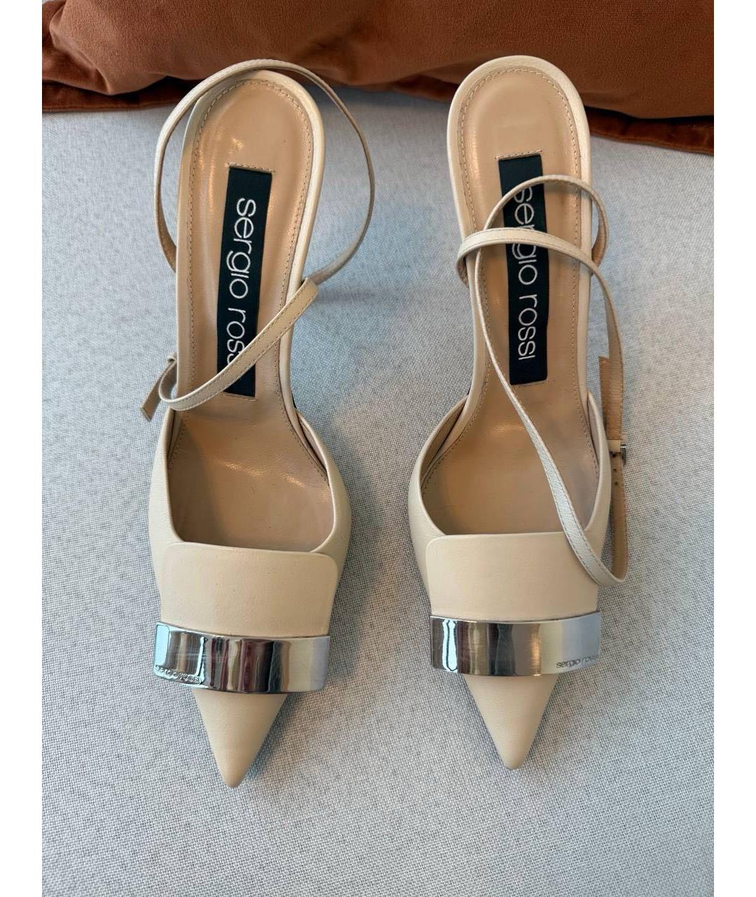 SERGIO ROSSI Бежевые кожаные туфли, фото 3