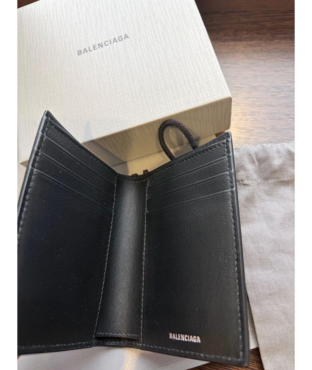 BALENCIAGA Черный кожаный кошелек, фото 2