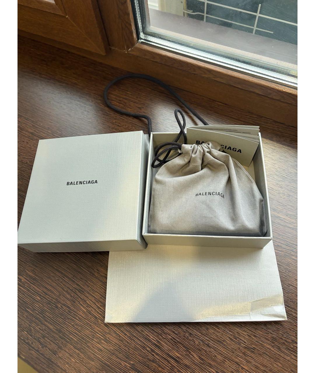 BALENCIAGA Черный кожаный кошелек, фото 6