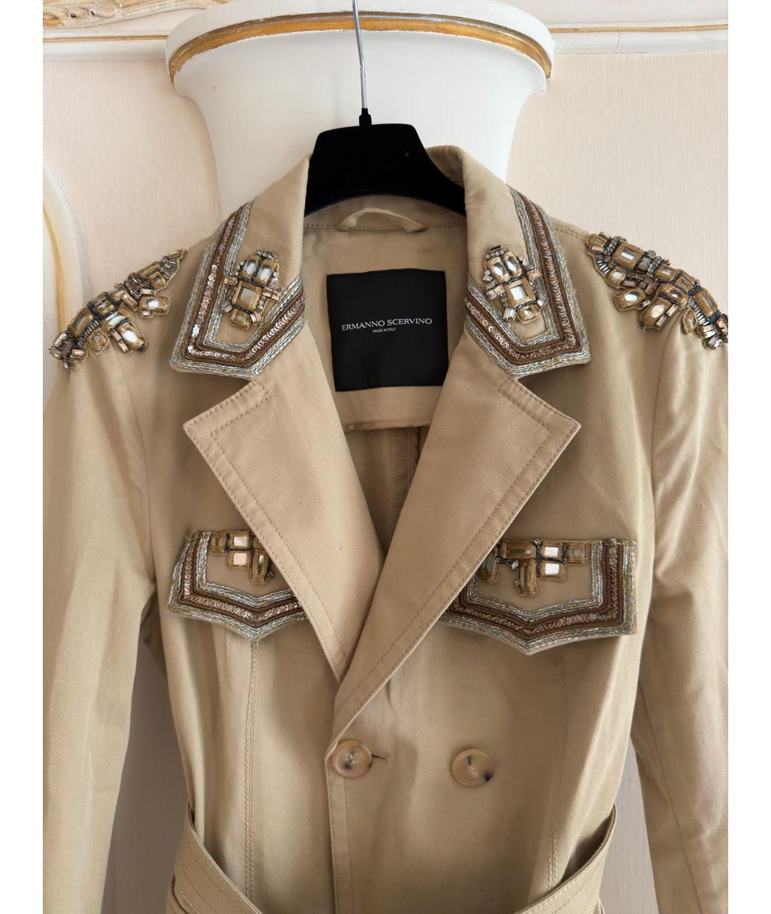 ERMANNO SCERVINO Бежевый хлопковый жакет/пиджак, фото 2