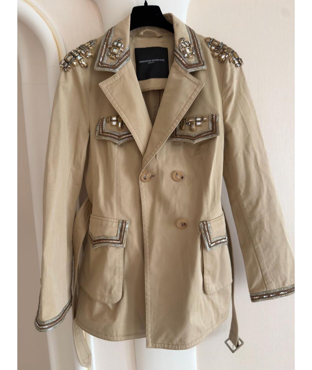ERMANNO SCERVINO Бежевый хлопковый жакет/пиджак, фото 9