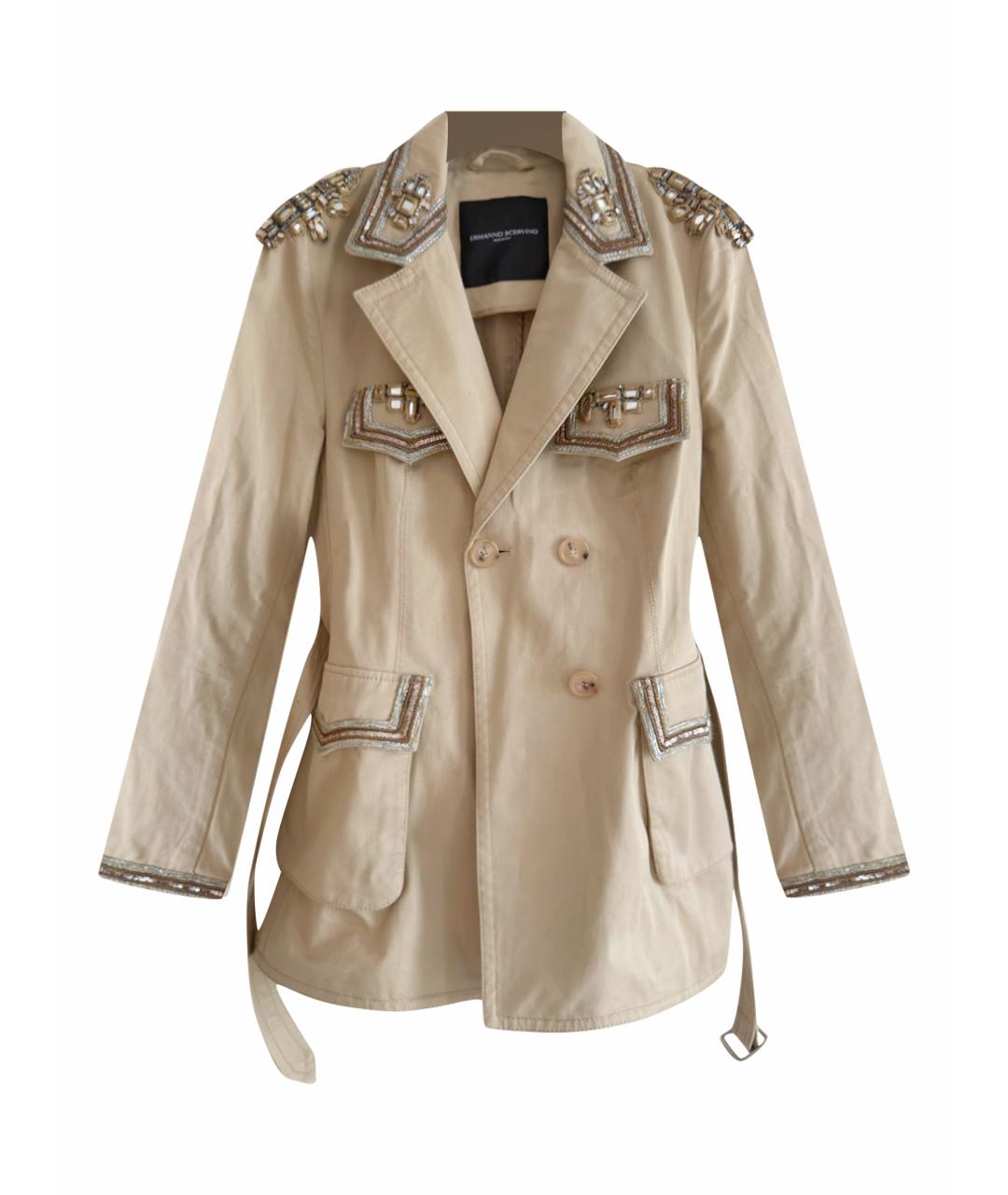 ERMANNO SCERVINO Бежевый хлопковый жакет/пиджак, фото 1