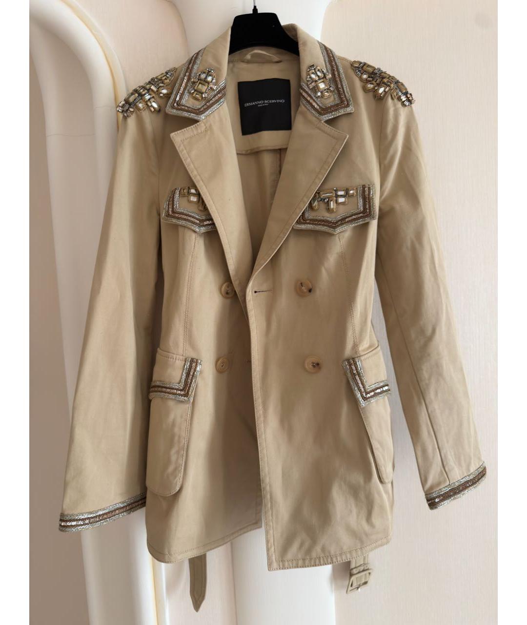 ERMANNO SCERVINO Бежевый хлопковый жакет/пиджак, фото 3